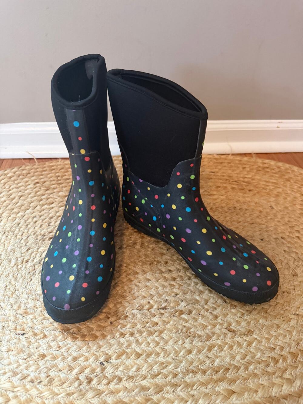 Western Chief Ditsy Dots Multi Polka Dot Waterproof Rain Boots Women's Size 10